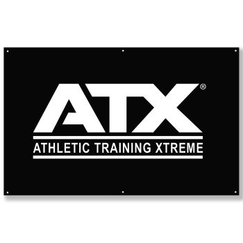 ATX® Stoffbanner - weißes ATX®-Logo auf uni schwarzem Untergrund - 200 x 125 cm