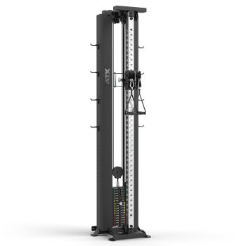ATX® Kabelzugstation PRO 4000 - zur Wandbefestigung, in platzsparender Bauweise, 65 kg Steckgewichte in optimaler Abstufung: 10 x 5 kg + 6 x 2,5 kg.