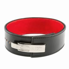 ATX® Power Belt Clip / Gewichthebergürtel mit verchromter Hebelschnalle - Leder - schwarz (innen rot) - Größen S - XXL - Vorderansicht
